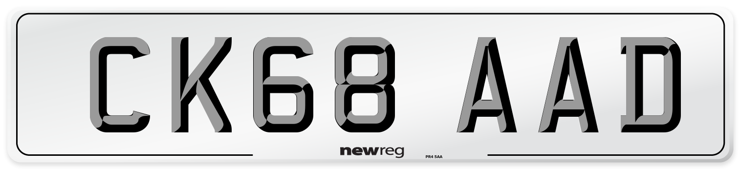 CK68 AAD Number Plate from New Reg